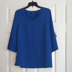 Misook Royal Blue Bell Sleeve Blouse